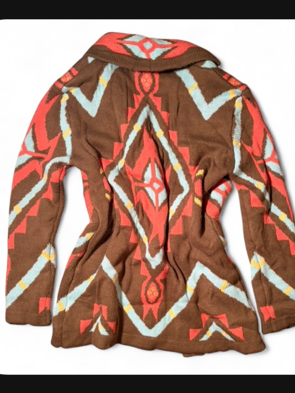 Elison Southwestern Aztec Shawl Collar Cardigan Sweater Medium - Picture 2 of 3